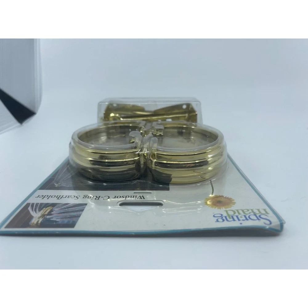 2 Spring‎ Maid Windsor C Ring Curtain Holder Gold Tone Hardware Set